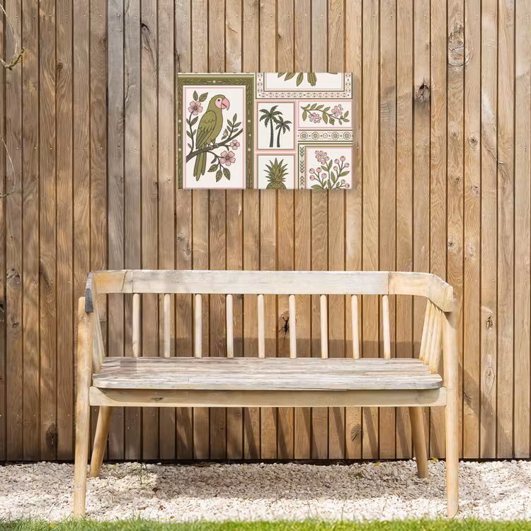 Vogel - Tropisch - Patroon - Decoratief - Groen Tuinposter op houten frame 2 cm dik klein -sfeer4