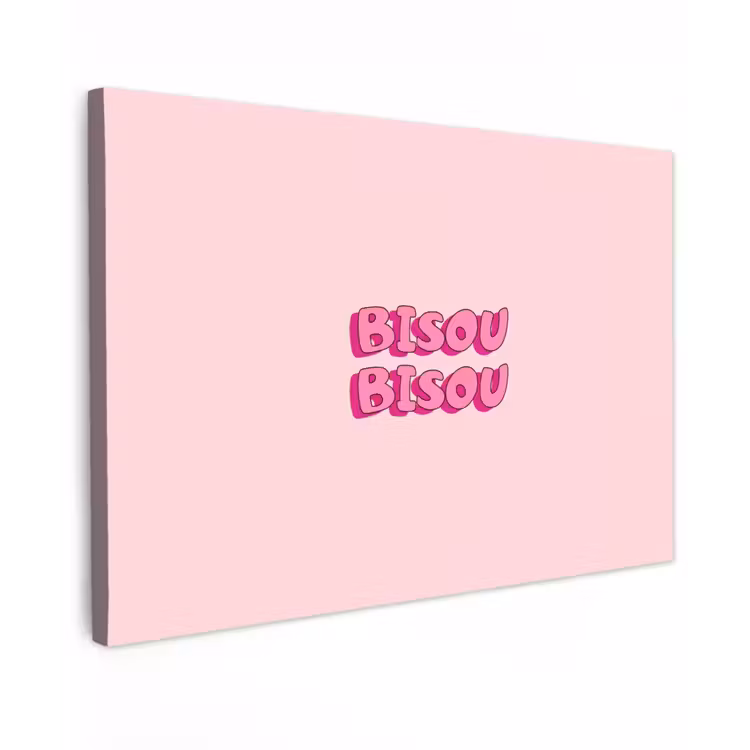 Bisou - Roze - Schaduw Tuinposter op houten frame 2 cm dik klein -3d