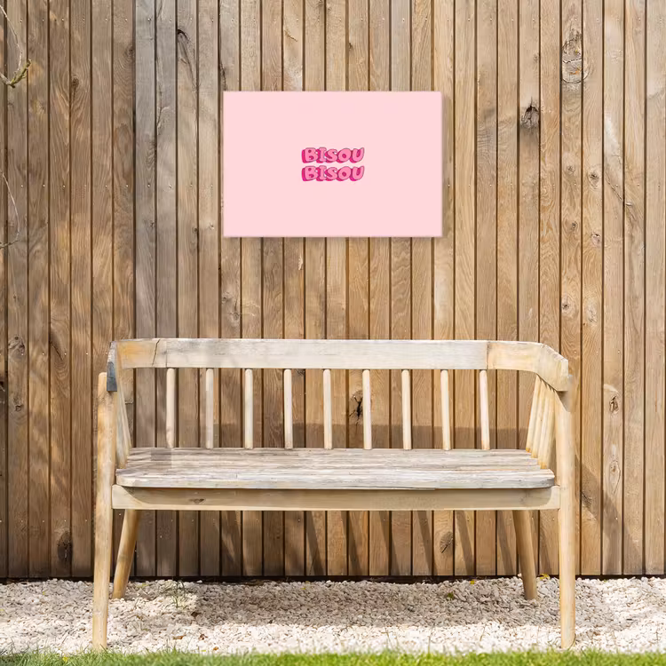Bisou - Roze - Schaduw Tuinposter op houten frame 2 cm dik klein -sfeer4