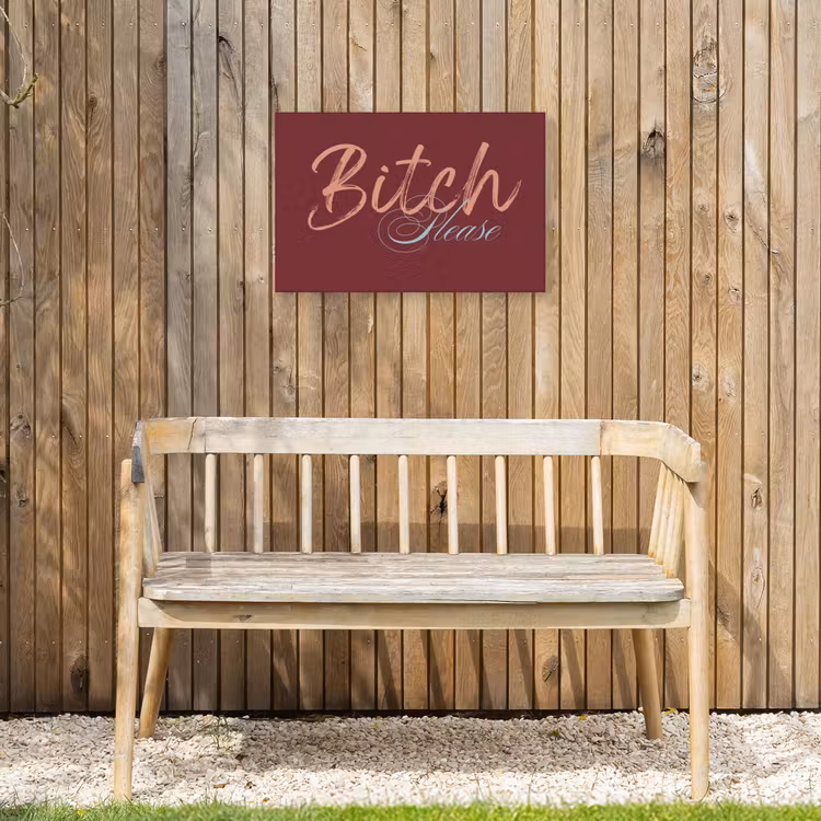 Bitch please - Rood - Blauw Tuinposter op houten frame 2 cm dik klein -sfeer4