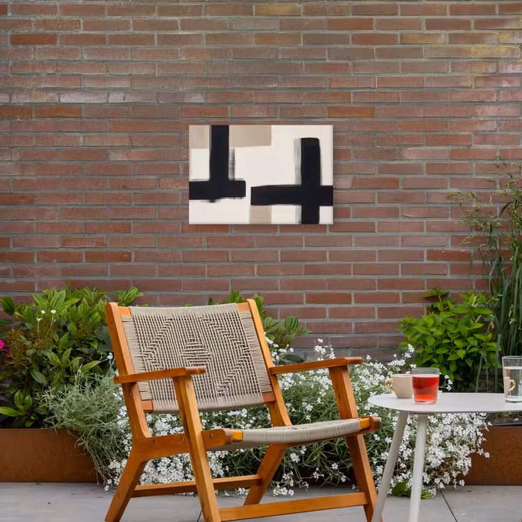 Zwart - Abstract - Japandi Tuinposter op houten frame 2 cm dik klein -sfeer3