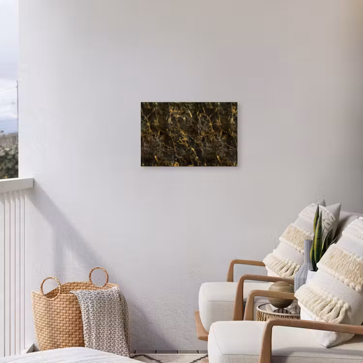 Zwart - Marmer - Goud Tuinposter op houten frame 2 cm dik klein 845 -sfeer1