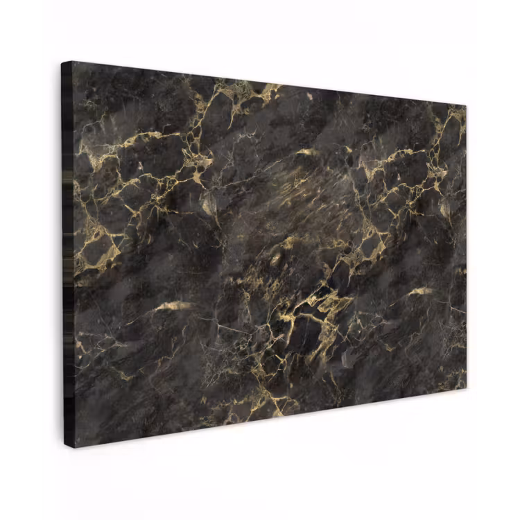 Zwart - Marmer - Goud - Nerf Tuinposter op houten frame 2 cm dik klein 845 -3d