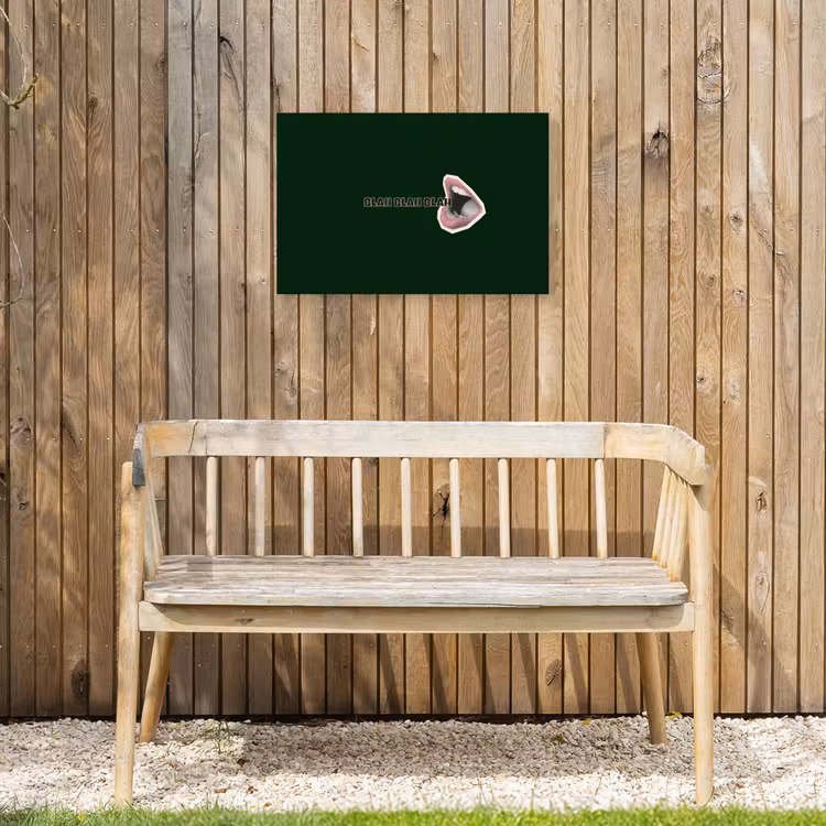 BLAH BLAH BLAH - Mond - Groen Tuinposter op houten frame 2 cm dik klein -sfeer4