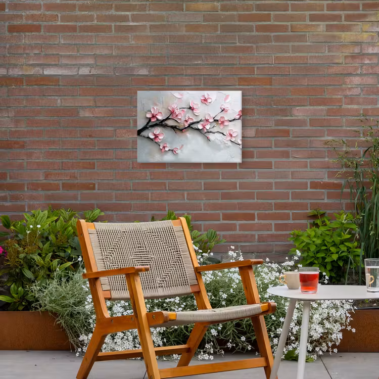Bloesem - Kunstzinnig - Roze - Sakura Tuinposter op houten frame 2 cm dik klein -sfeer3