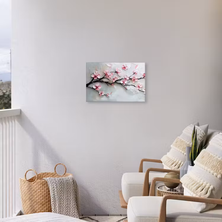 Bloesem - Kunstzinnig - Roze - Sakura Tuinposter op houten frame 2 cm dik klein -sfeer1