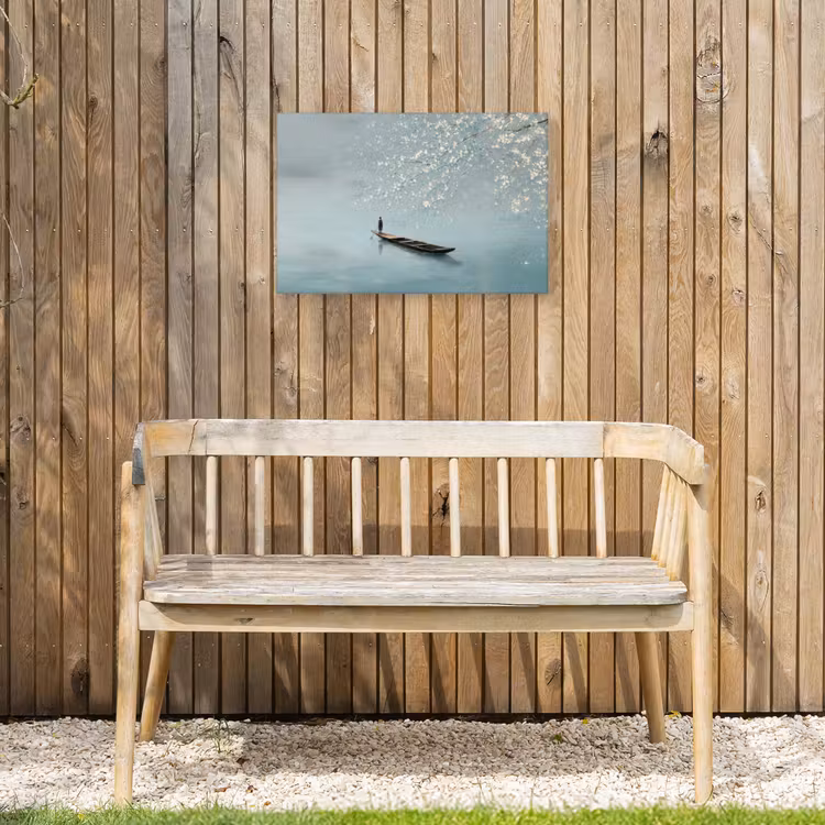 Bloesems - Minimalistisch - Wateroppervlak - Boot Tuinposter op houten frame 2 cm dik klein -sfeer4