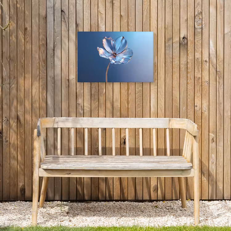 Blauw - Bloem - Glazen - Sierlijk Tuinposter op houten frame 2 cm dik klein -sfeer4