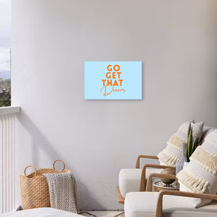 Blauw - Oranje - Tekst Tuinposter op houten frame 2 cm dik klein -sfeer1