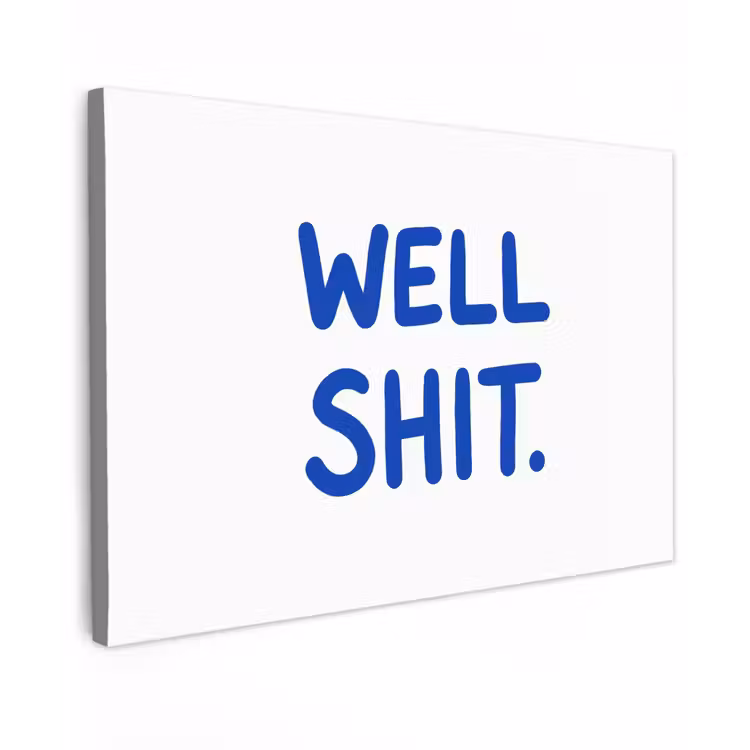 Blauw - Quote - Wit Tuinposter op houten frame 2 cm dik klein -3d