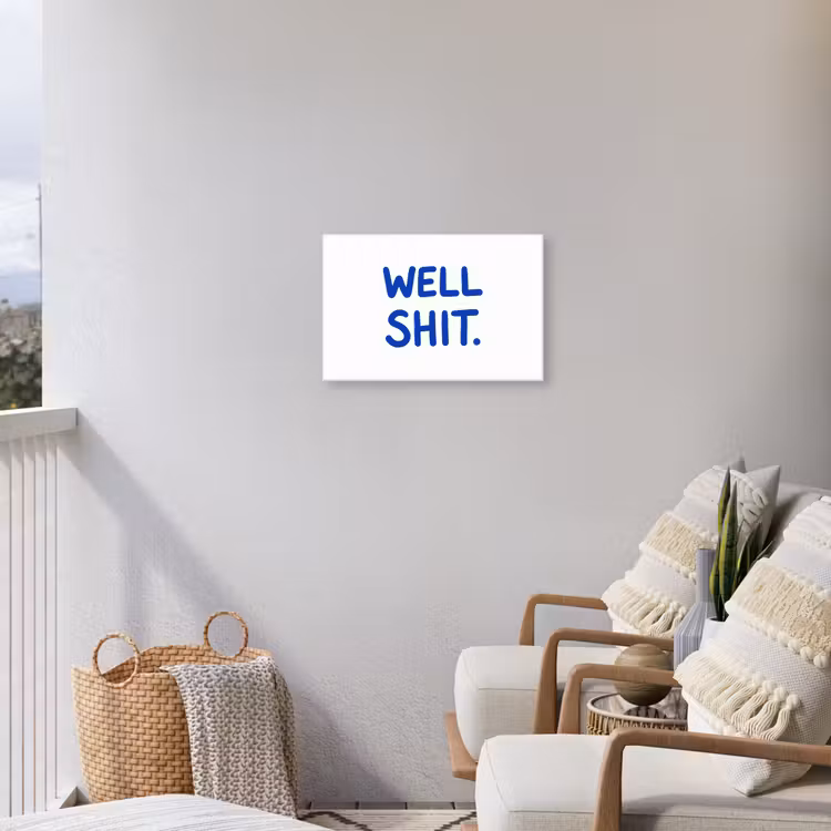 Blauw - Quote - Wit Tuinposter op houten frame 2 cm dik klein -sfeer1