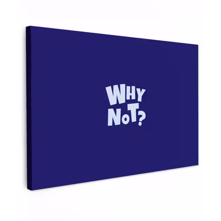 Blauw - Why not - Minimalistisch Tuinposter op houten frame 2 cm dik klein -3d