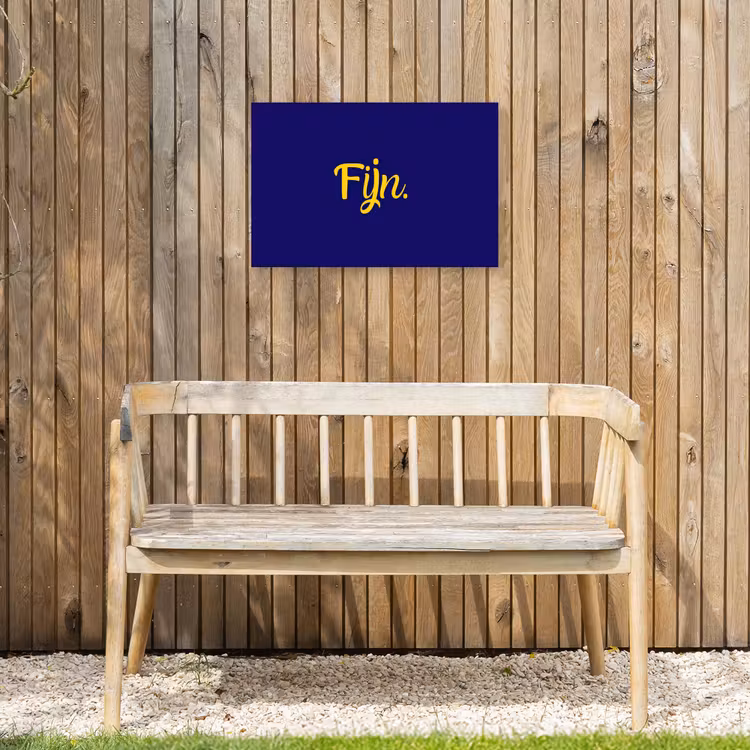 Blauw - Geel - Fijn Tuinposter op houten frame 2 cm dik klein -sfeer4
