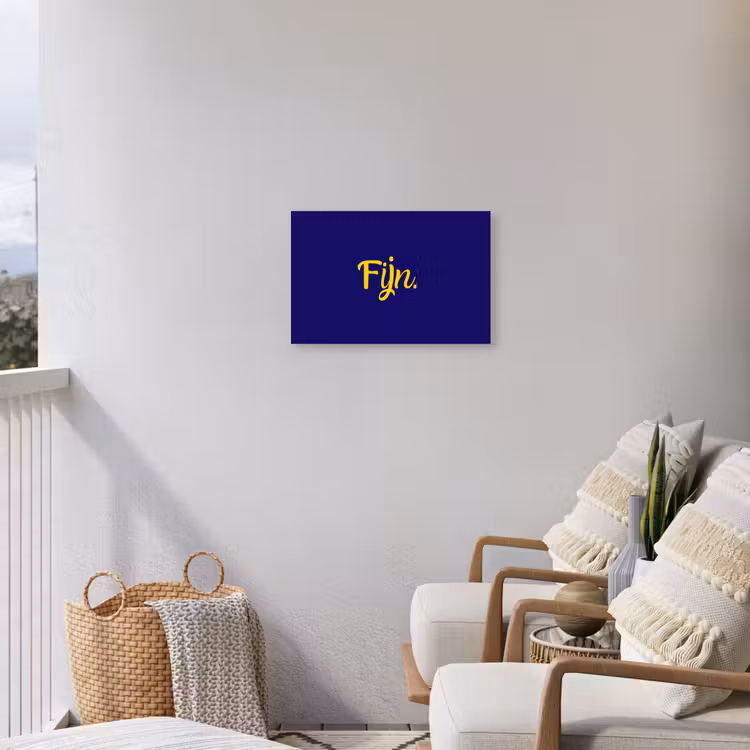 Blauw - Geel - Fijn Tuinposter op houten frame 2 cm dik klein -sfeer1