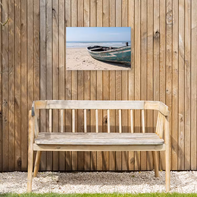 Boot - Zandstrand - Zee Tuinposter op houten frame 2 cm dik klein -sfeer4