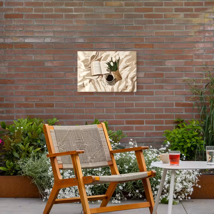Boek - Illustratie - Tulpen - Koffie Tuinposter op houten frame 2 cm dik klein -sfeer3
