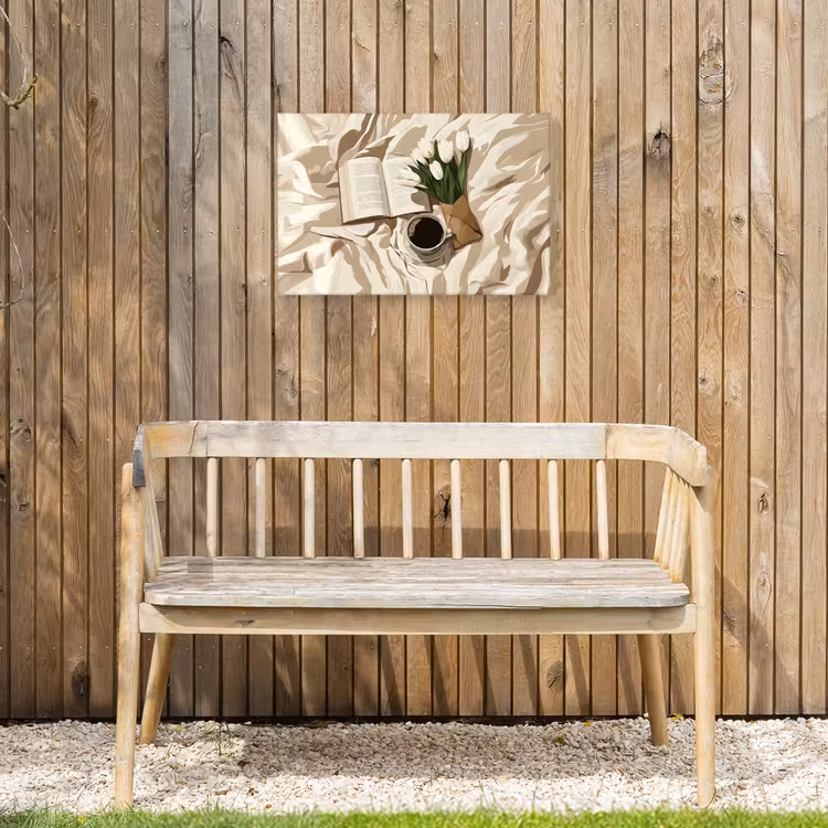 Boek - Illustratie - Tulpen - Koffie Tuinposter op houten frame 2 cm dik klein -sfeer4