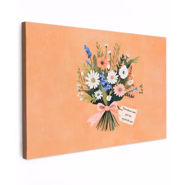 Boeket - Strikje - Quote Tuinposter op houten frame 2 cm dik klein -3d
