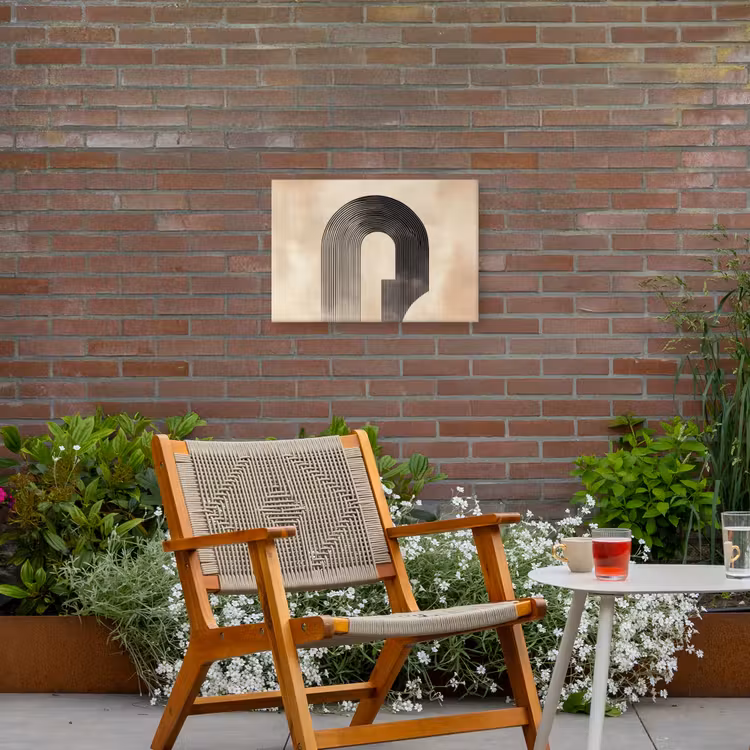 Boog -  Strepen - Minimalistisch - Zwart Tuinposter op houten frame 2 cm dik klein -sfeer3