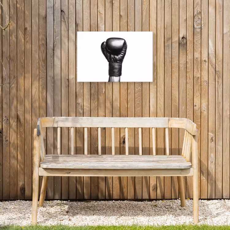 Bokshandschoen - Zwart - Hand Tuinposter op houten frame 2 cm dik klein -sfeer4