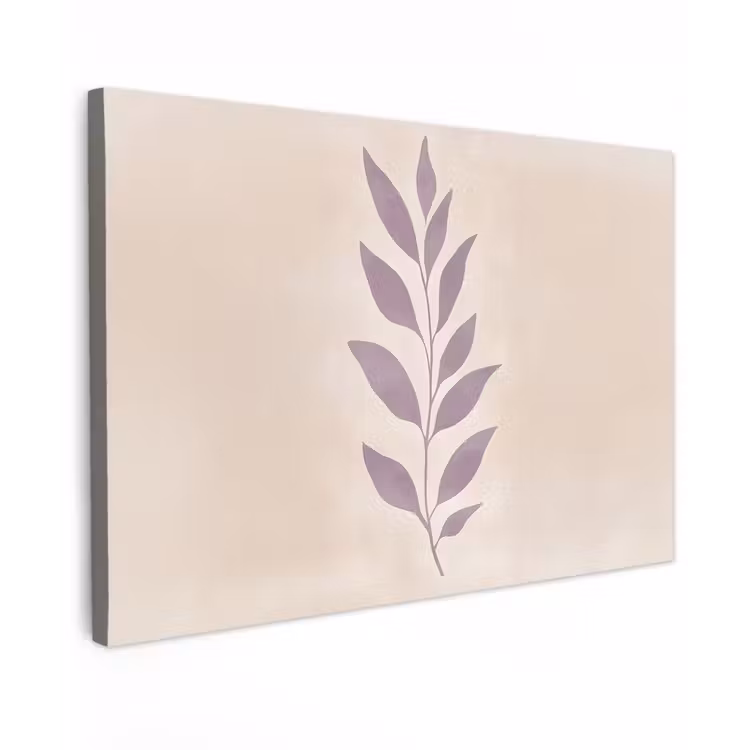 Tak - Bladeren - Minimalistisch - Beige Tuinposter op houten frame 2 cm dik klein -3d