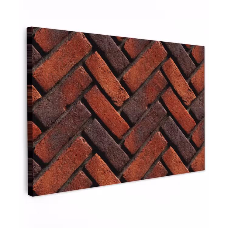 Bakstenen - Visgraat - Structuur - Roodbruin Tuinposter op houten frame 2 cm dik klein 845 -3d