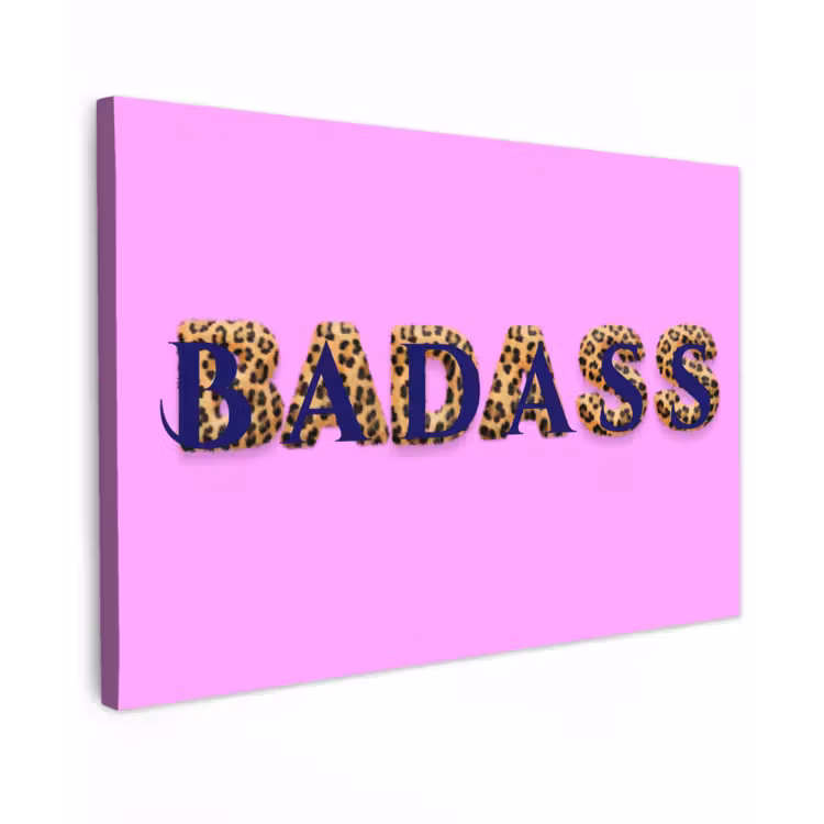 Felroze - Badass - Panterprint - Schaduw Tuinposter op houten frame 2 cm dik klein -3d