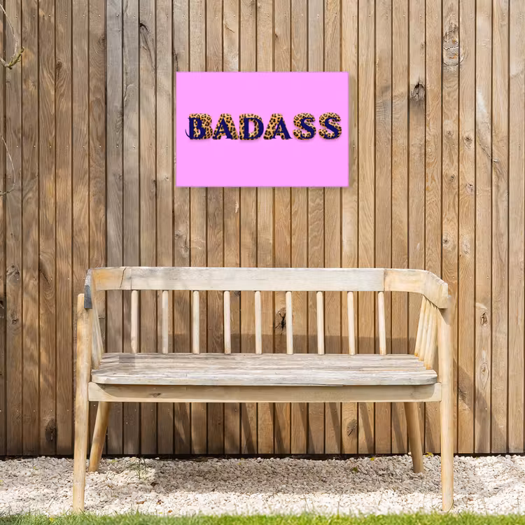 Felroze - Badass - Panterprint - Schaduw Tuinposter op houten frame 2 cm dik klein -sfeer4