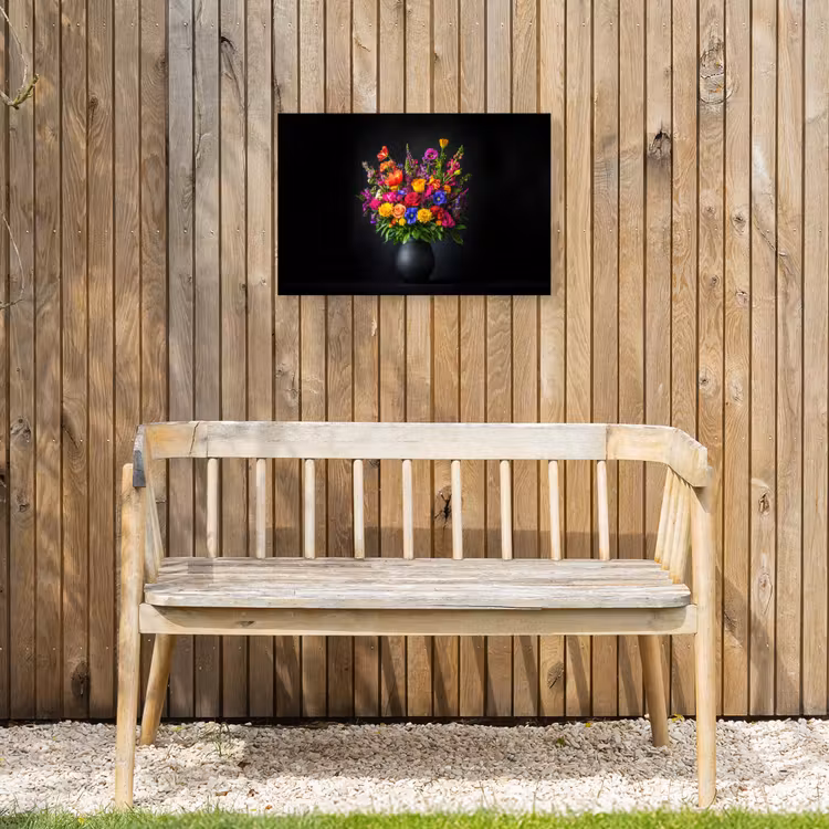 Felgekleurd - Bloemen - Vaas Tuinposter op houten frame 2 cm dik klein -sfeer4