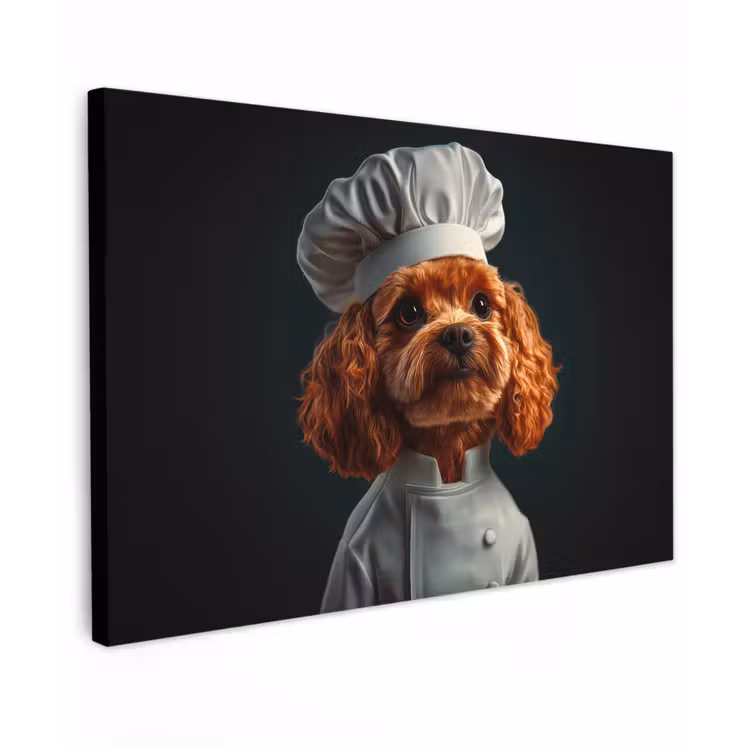 Bruin - Kok - Hondje Tuinposter op houten frame 2 cm dik klein -3d
