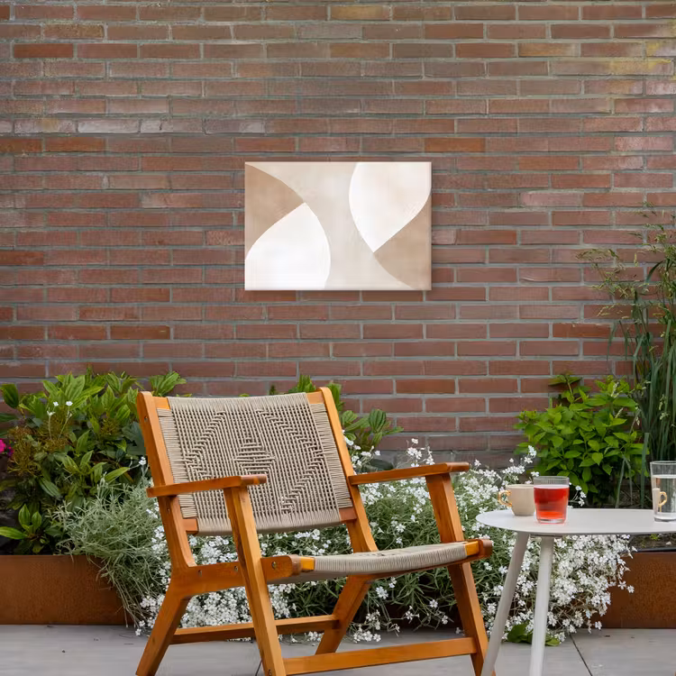 Bruin - Japandi - Abstract Tuinposter op houten frame 2 cm dik klein -sfeer3