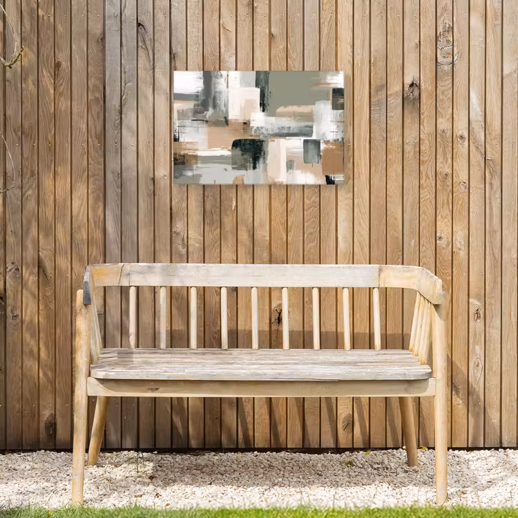 Penseelstreken - Abstract - Aardetinten Tuinposter op houten frame 2 cm dik klein -sfeer4