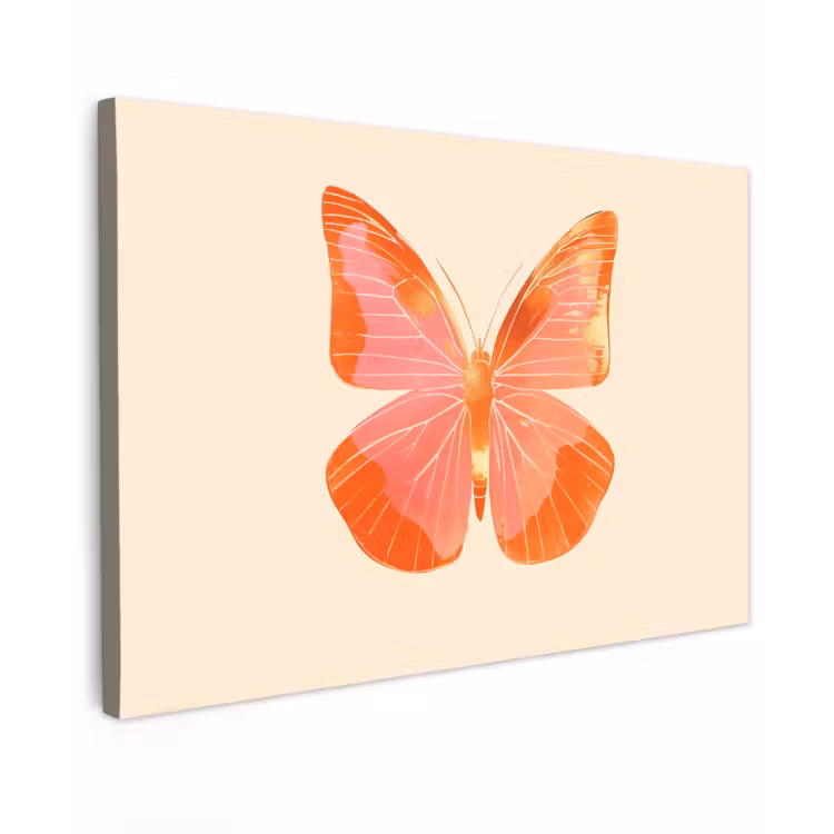 Vlinder - Minimalistisch - Roze Tuinposter op houten frame 2 cm dik klein -3d