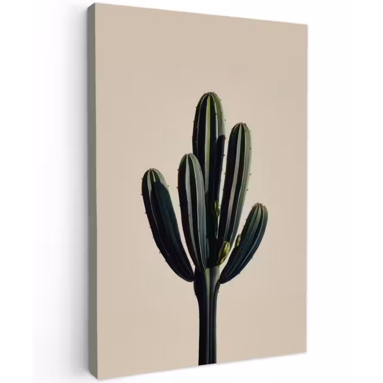 Cactus - Subtiel - Groen Tuinposter op houten frame 2 cm dik klein -3d