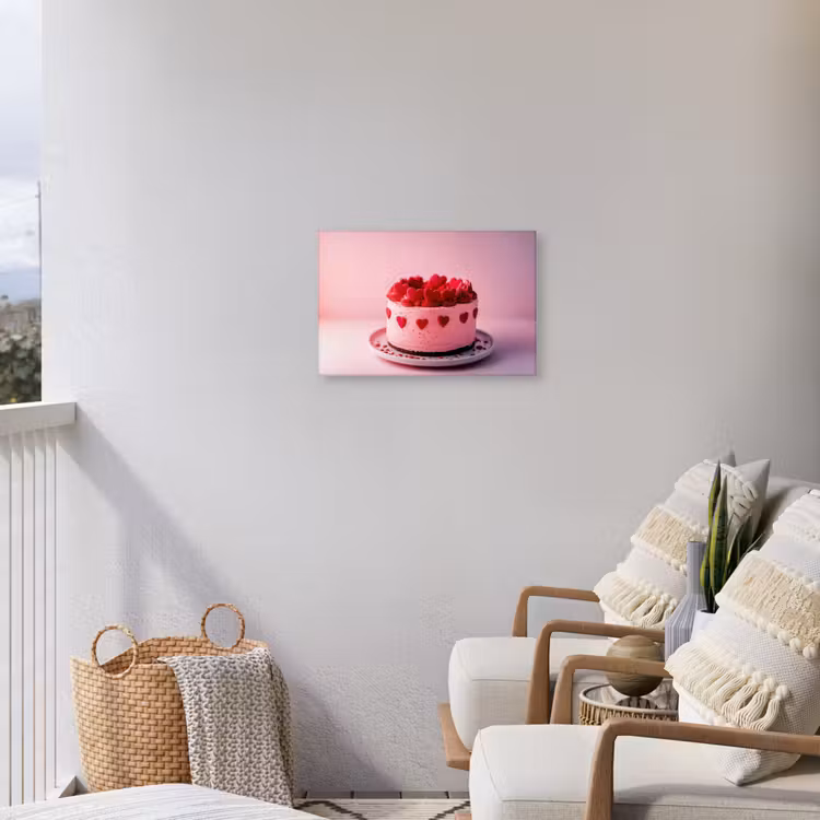 Taart - Hart - Roze Tuinposter op houten frame 2 cm dik klein -sfeer1