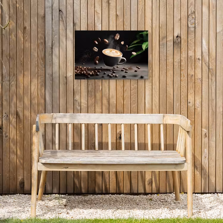Cappuccino - Kop - Bonen - Bruin Tuinposter op houten frame 2 cm dik klein -sfeer4