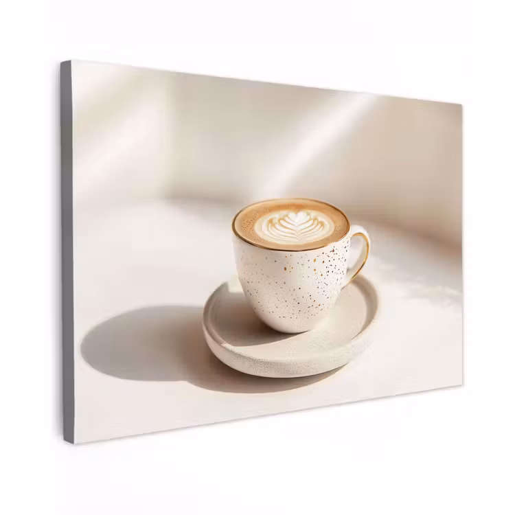Cappuccino - Schuim - Schotel - Beige Tuinposter op houten frame 2 cm dik klein -3d