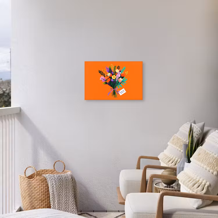 Kaartje - Boeket - Bloemen Tuinposter op houten frame 2 cm dik klein -sfeer1