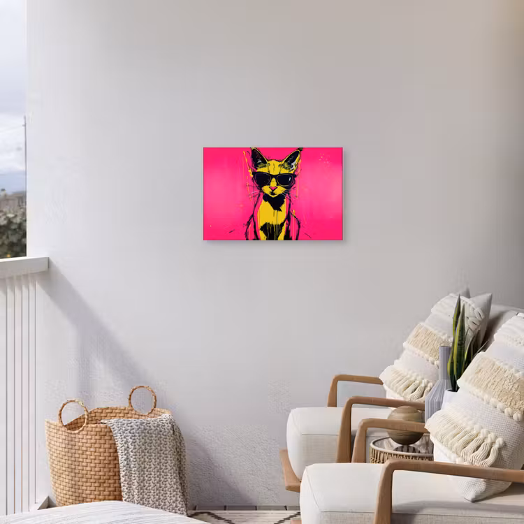 Kat - Art - Zonnebril - Roze Tuinposter op houten frame 2 cm dik klein -sfeer1