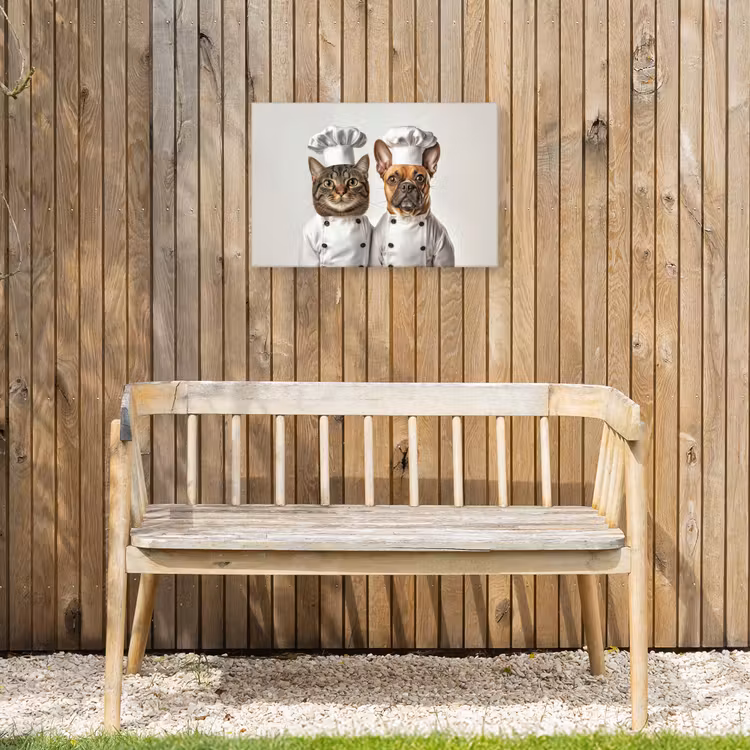 Kat - Hond - Kokskleding Tuinposter op houten frame 2 cm dik klein -sfeer4