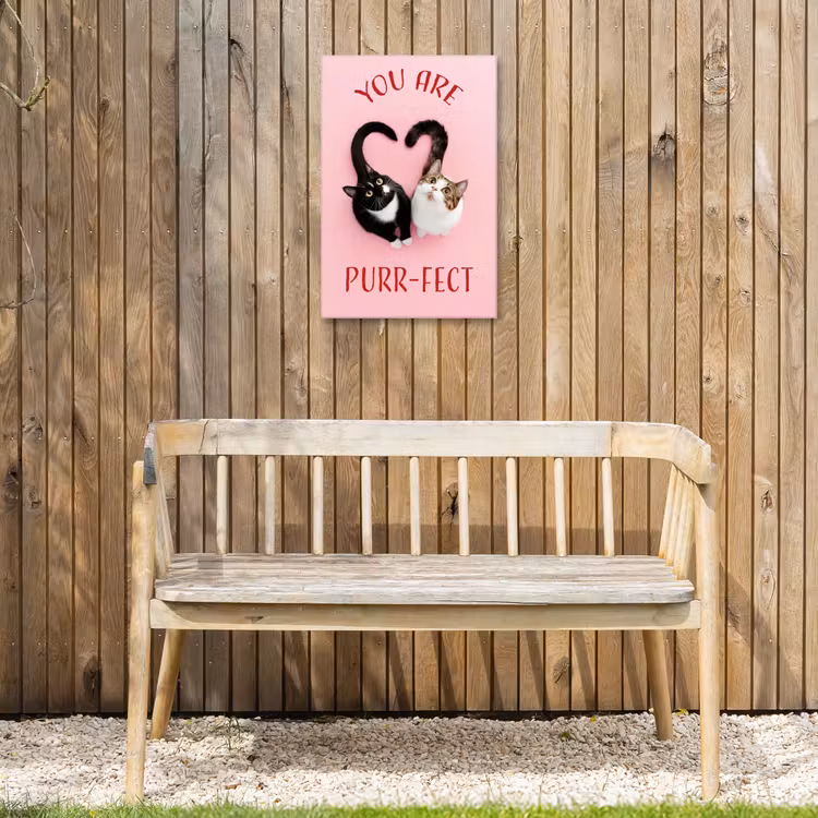 Kat - Hart - Tekst - Valentijn Tuinposter op houten frame 2 cm dik klein -sfeer4