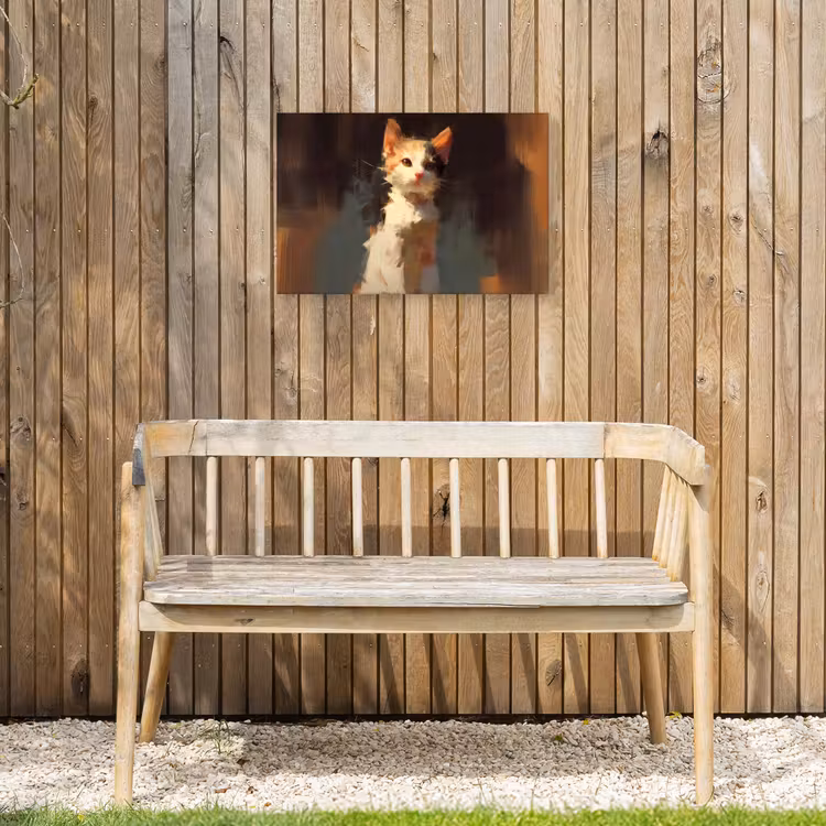 Kat - Geschilderd - Artistiek - Wit Tuinposter op houten frame 2 cm dik klein -sfeer4