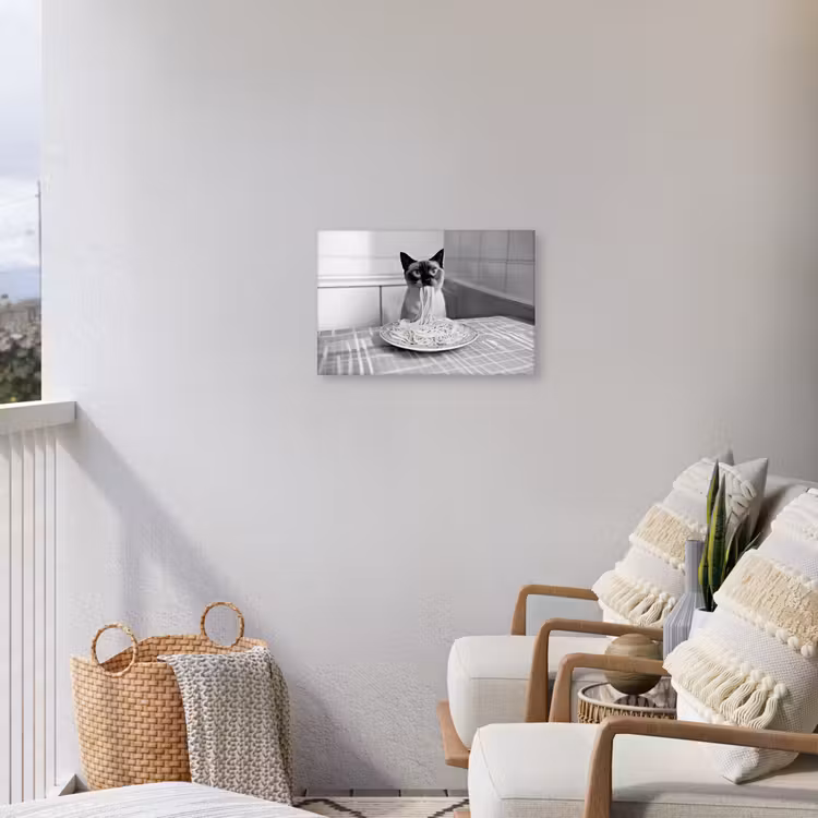 Kat - Siamees - Zwart Wit - Schattig - Dieren Tuinposter op houten frame 2 cm dik klein -sfeer1