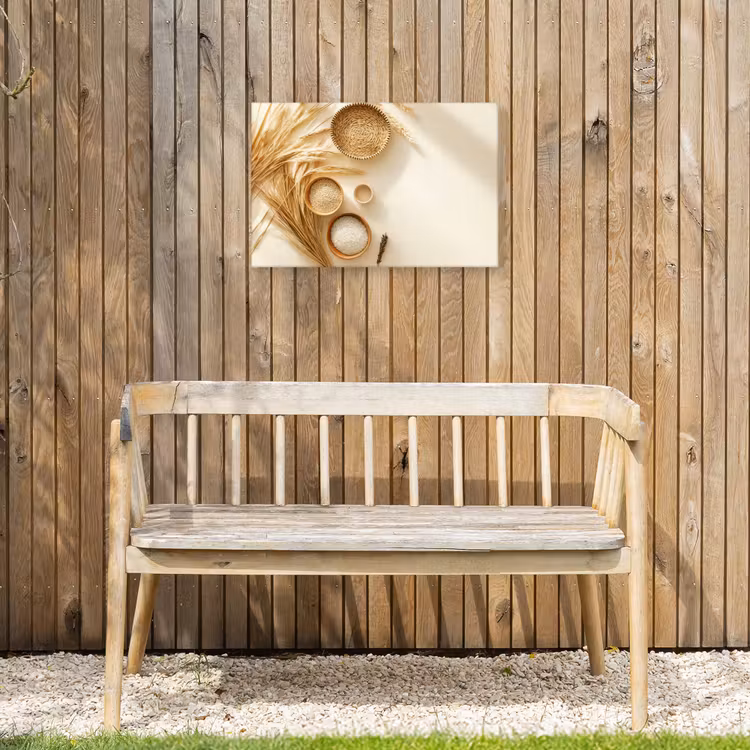 Granen - Hout - Kom - Beige Tuinposter op houten frame 2 cm dik klein -sfeer4