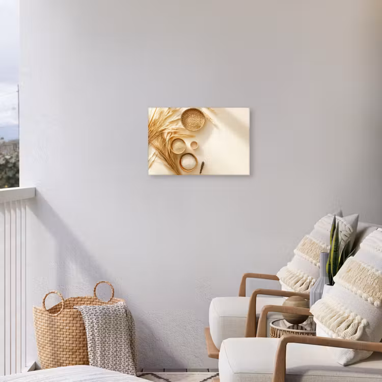 Granen - Hout - Kom - Beige Tuinposter op houten frame 2 cm dik klein -sfeer1