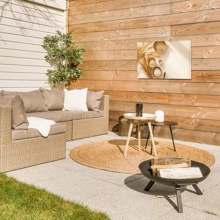 Granen - Hout - Kom - Beige Tuinposter op houten frame 2 cm dik klein -sfeer2