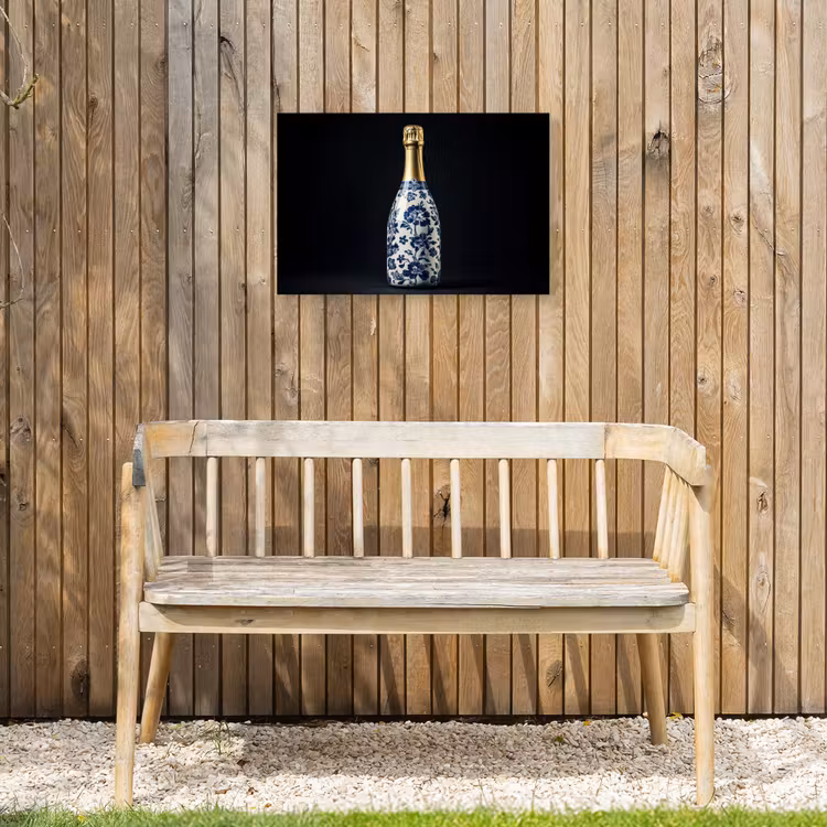 Champagne - Bloemen - Goud - Chique Tuinposter op houten frame 2 cm dik klein -sfeer4