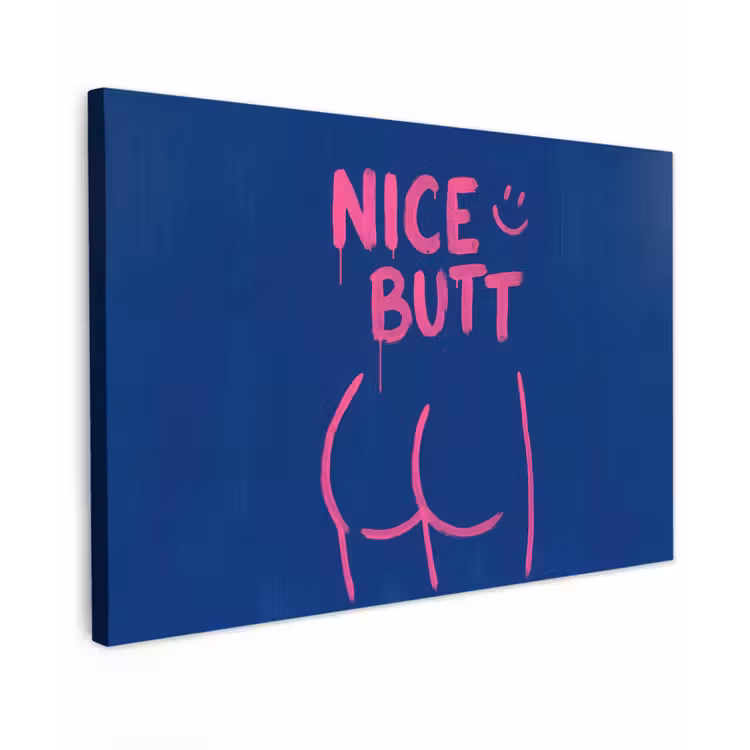 Brutaal - Grappig - Blauw Tuinposter op houten frame 2 cm dik klein -3d