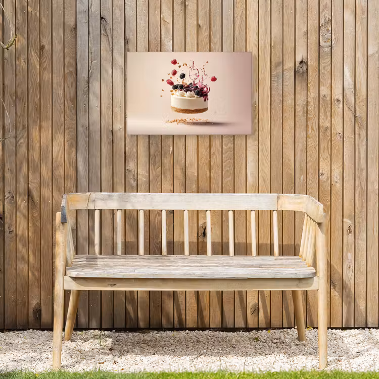 Cheesecake - Eten - Roze - Taart Tuinposter op houten frame 2 cm dik klein -sfeer4