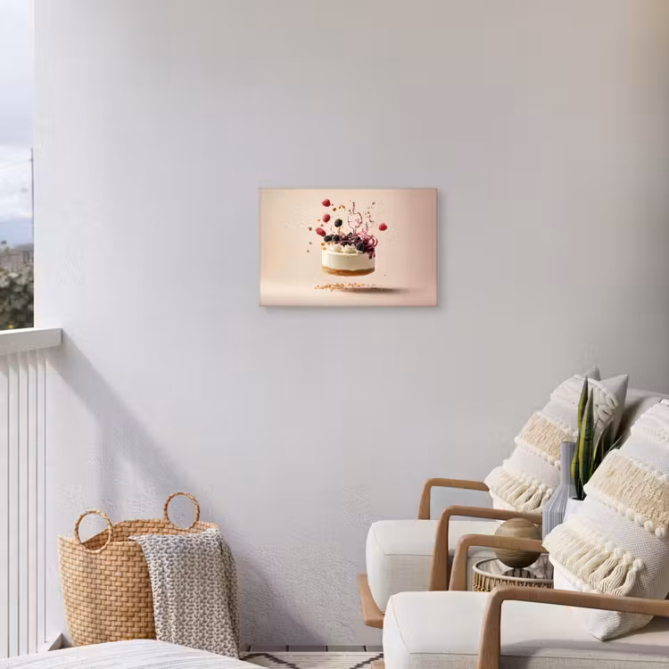 Cheesecake - Eten - Roze - Taart Tuinposter op houten frame 2 cm dik klein -sfeer1